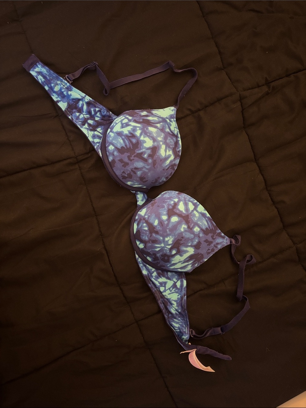 PINK Victoria's Secret lite blue & blue Marble Push-Up Bra